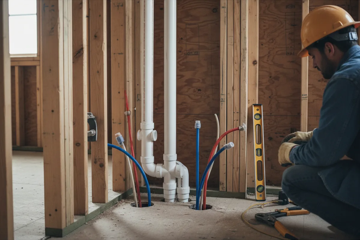 Drain and supply rough-in during Leak Detection in Sandoval